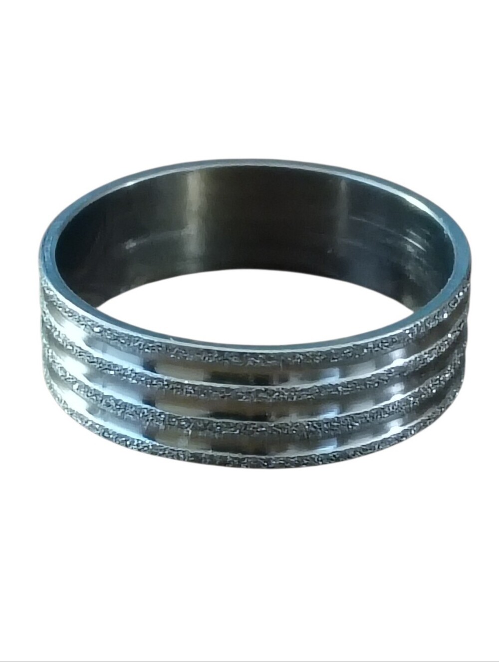 Stainless Steel Ring Size 11.5 Silver Grooved Band Unisex